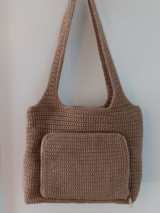 Handbags - Beige Woven Crossbody Shoulder Bag Zippered Organizer Pocket